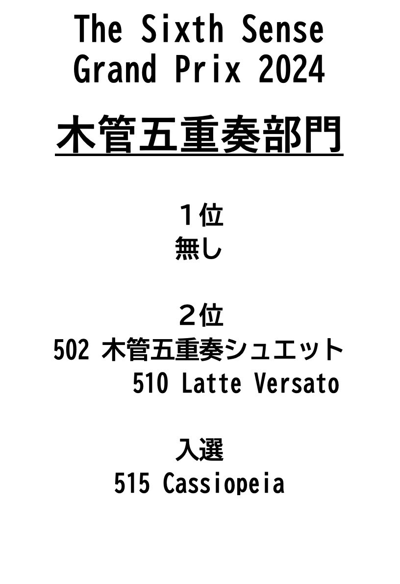 木管五重奏部門最終結果