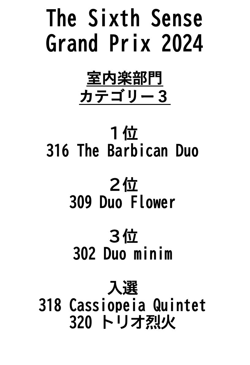 室内楽部門最終結果